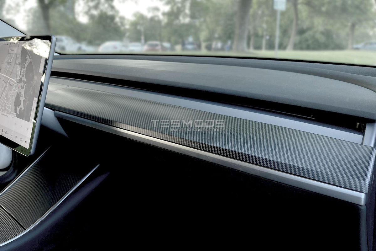 Model 3 Satin Carbon Fiber Dash & Doors Trim Covers