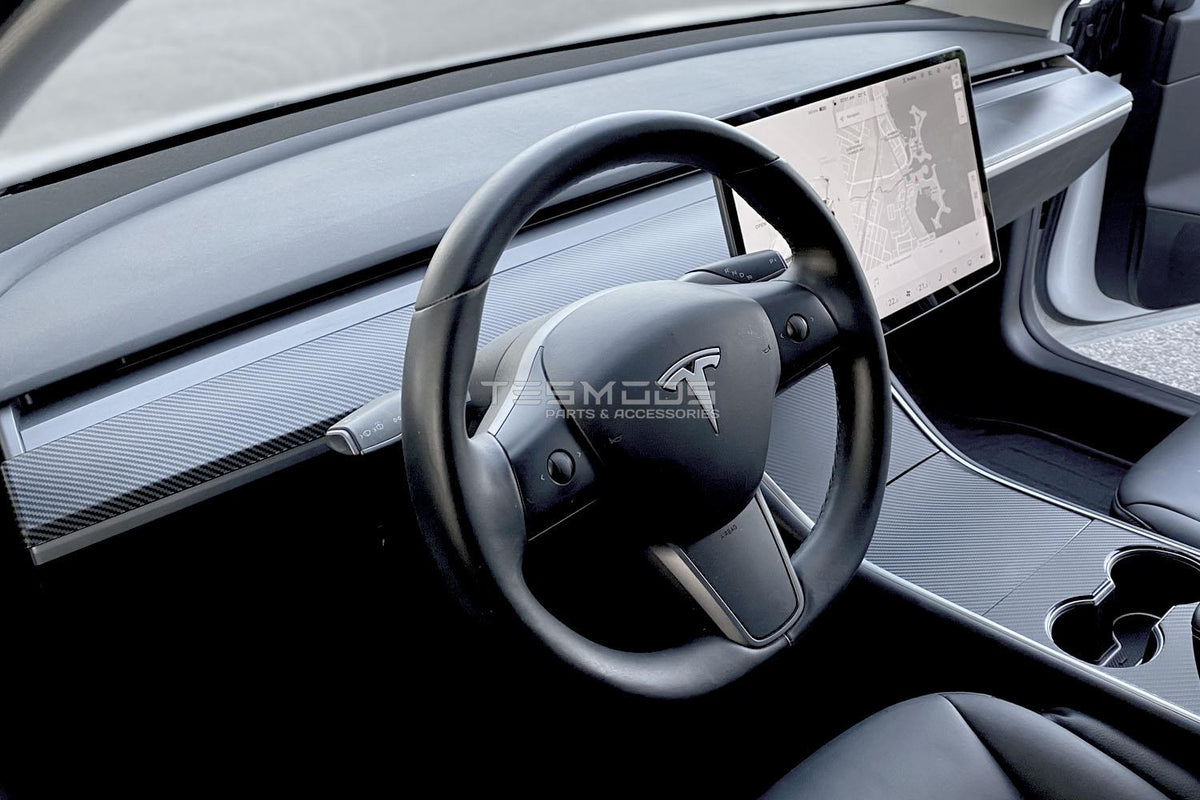 Model 3 Satin Carbon Fiber Dash & Doors Trim Covers