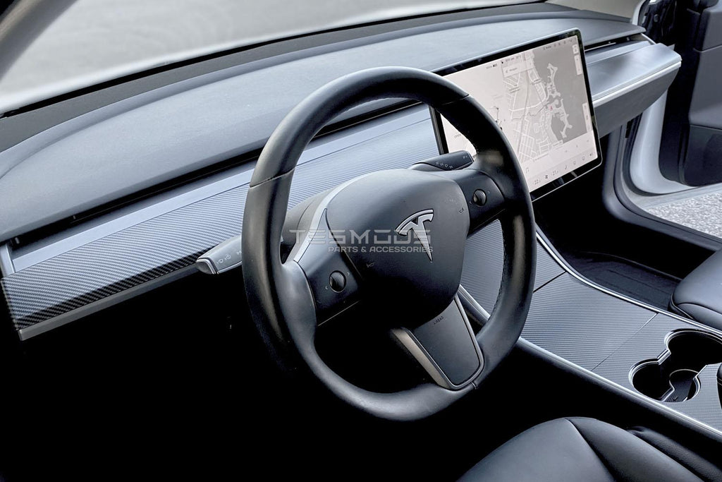 Model Y Satin Carbon Fiber Dash & Door Trim Covers