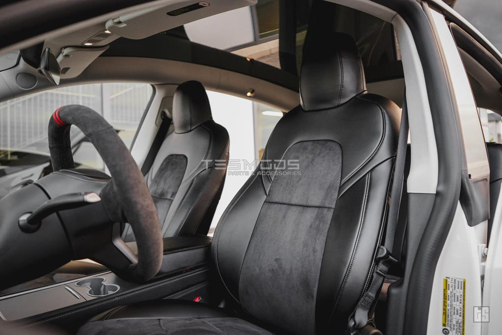 Model Y Napa Leather Seat Covers – Onyx Black w/ Suede
