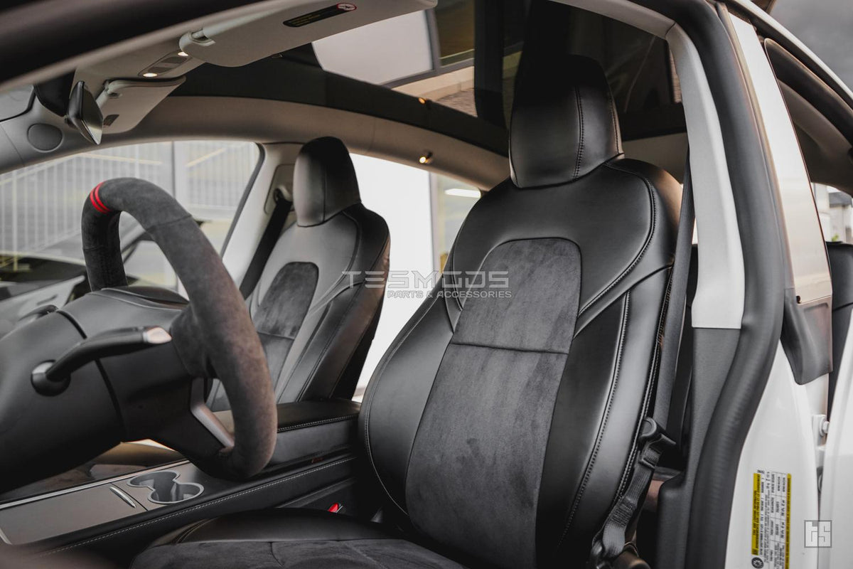 Model Y Napa Leather Seat Covers – Onyx Black w/ Suede
