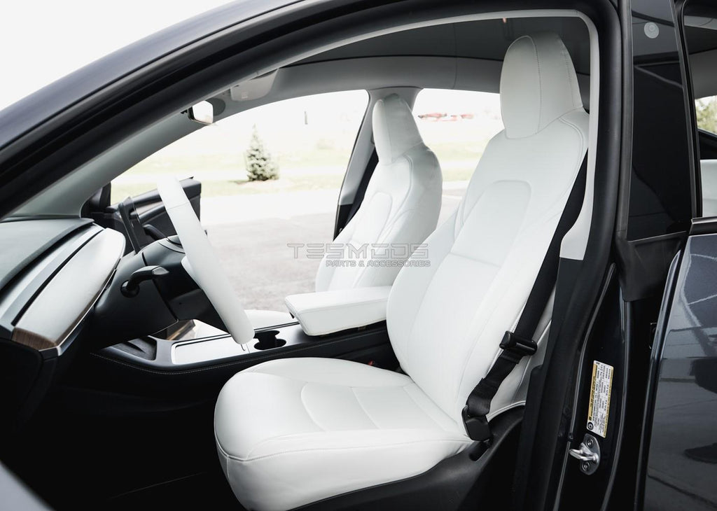 Model 3 Napa Leather Seat Covers – Dove White