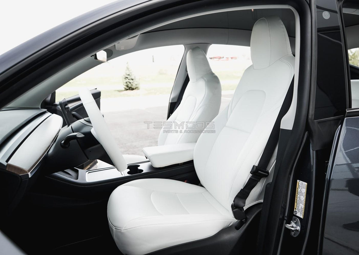 Model 3 Napa Leather Seat Covers – Dove White