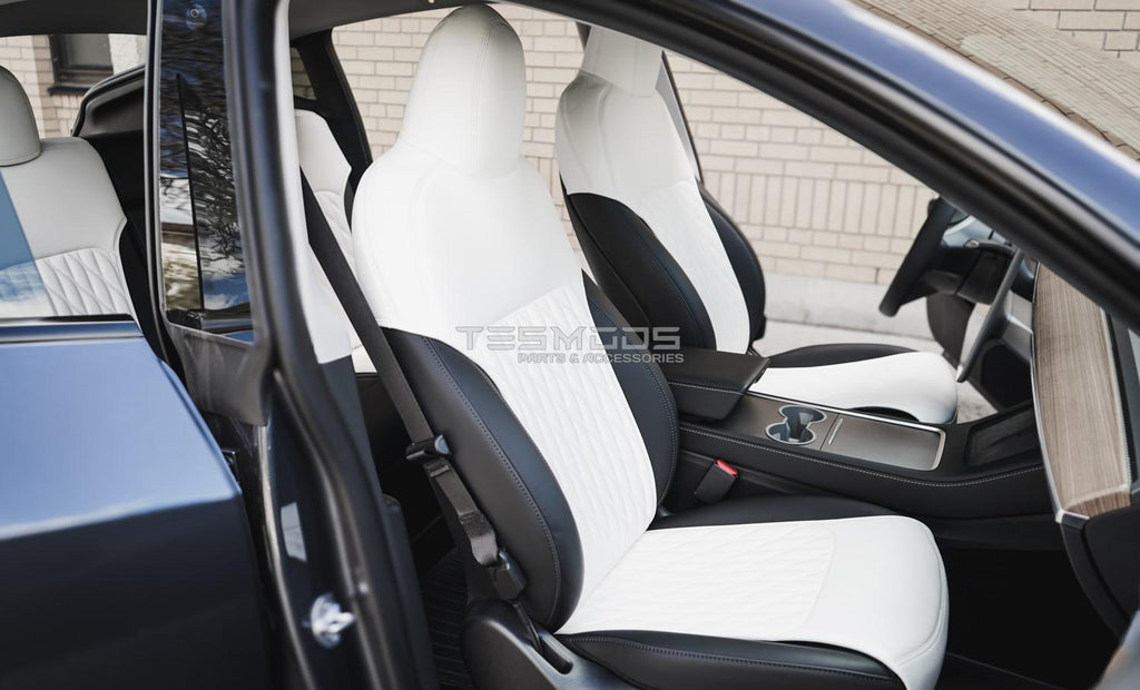 Model 3 Napa Leather Seat Protectors – Dove White