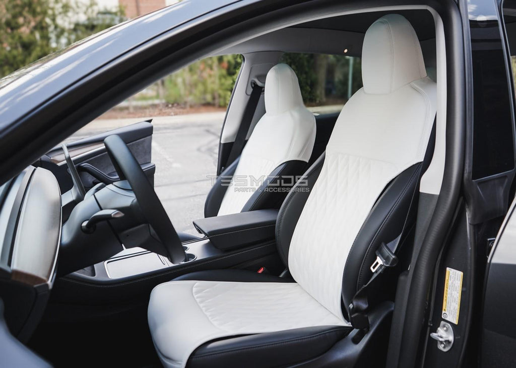 Model 3 Napa Leather Seat Protectors – Dove White
