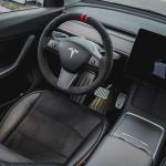 Model Y Steering Wheel Cover – Hand Stitch – Black Suede