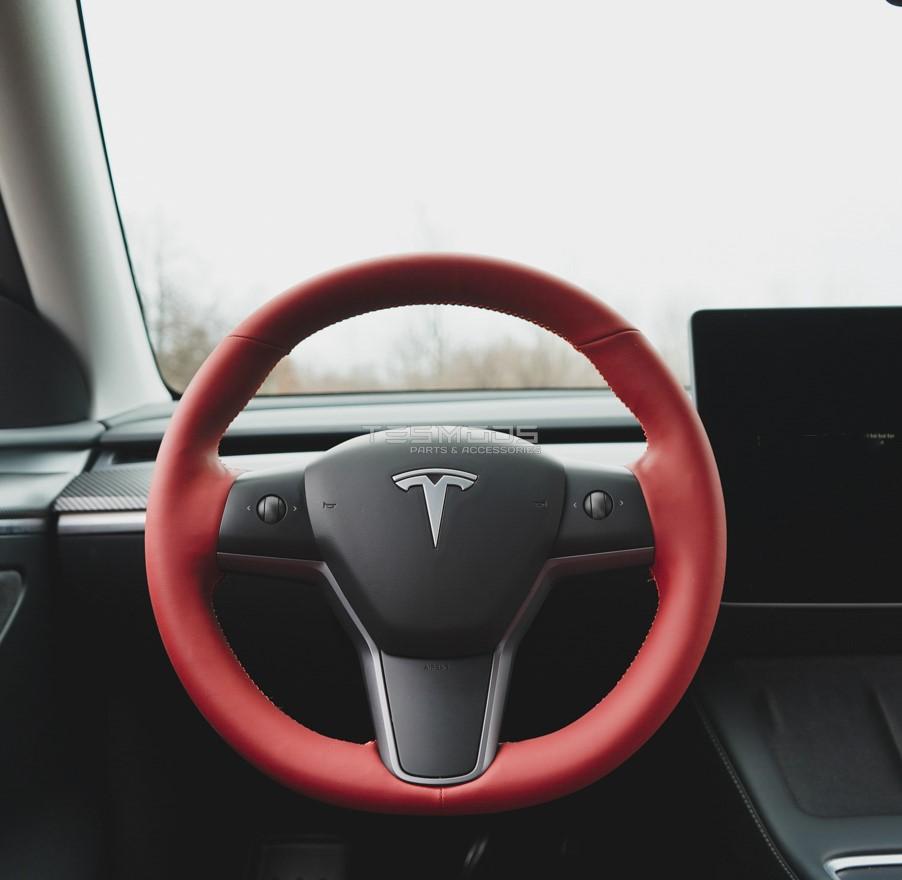 Model Y Steering Wheel Cover – Hand Stitch – Rolls Royce Red