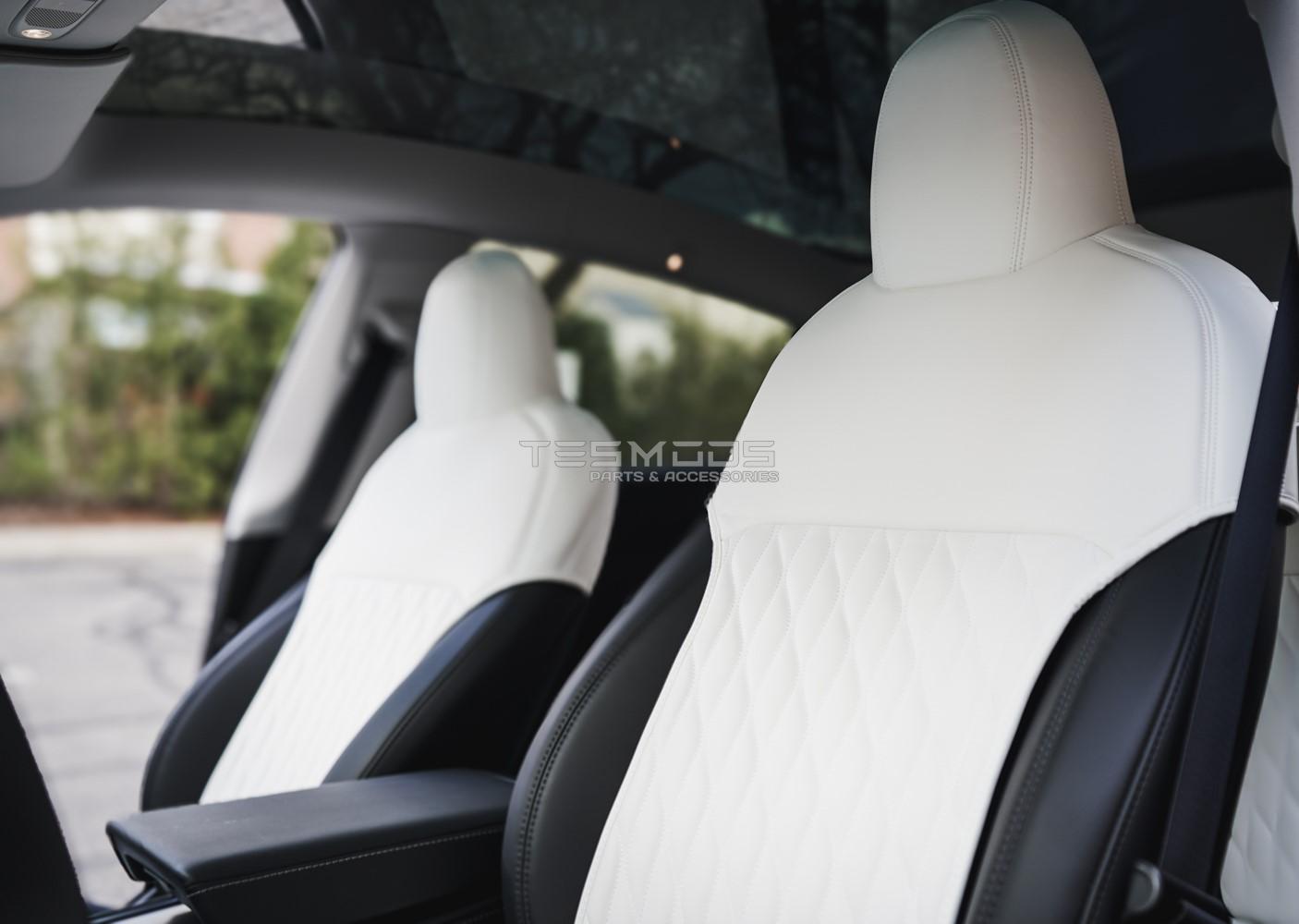 Model 3 Napa Leather Seat Protectors – Dove White