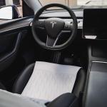 Model 3 Napa Leather Seat Protectors – Dove White