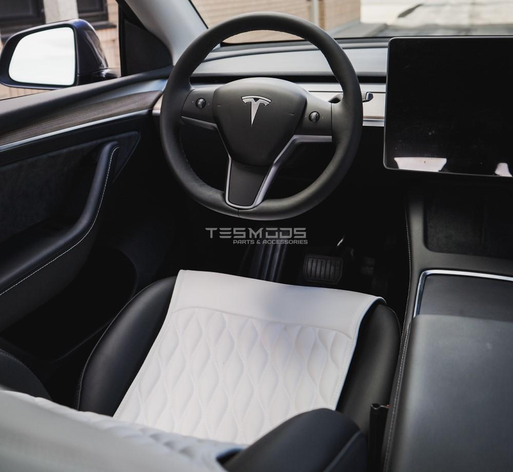 Model 3 Napa Leather Seat Protectors – Dove White