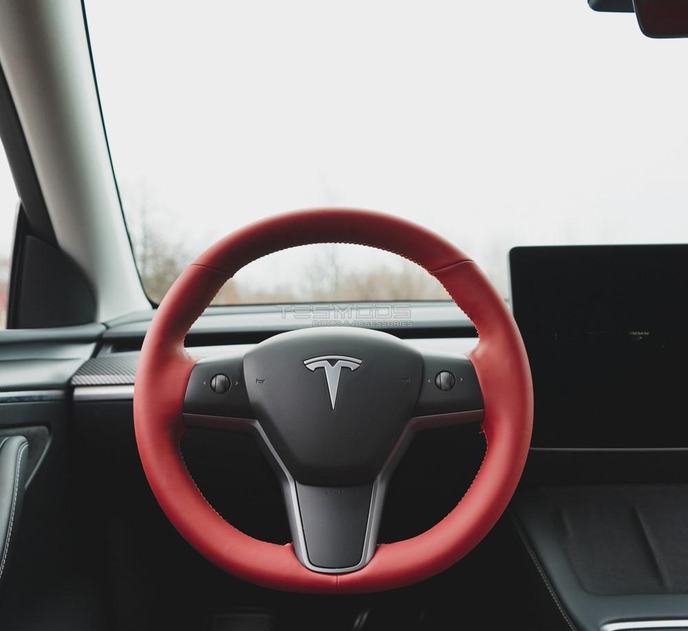 Model 3 Steering Wheel Cover – Hand Stitch – Rolls Royce Red